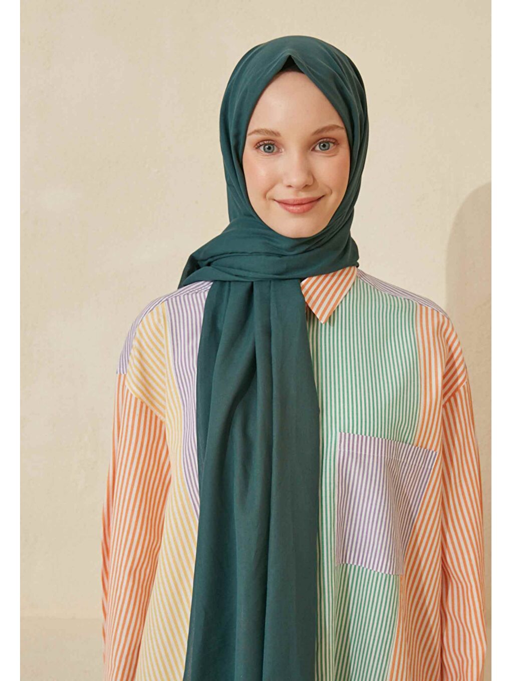 İnce Pamuk Vual Şal Petrol-3