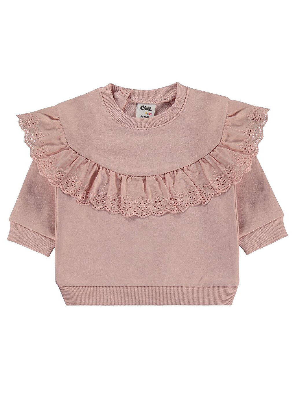 Pembe Baby Fırfırlı Basic 6-18 Ay Sweatshirt - Pudra