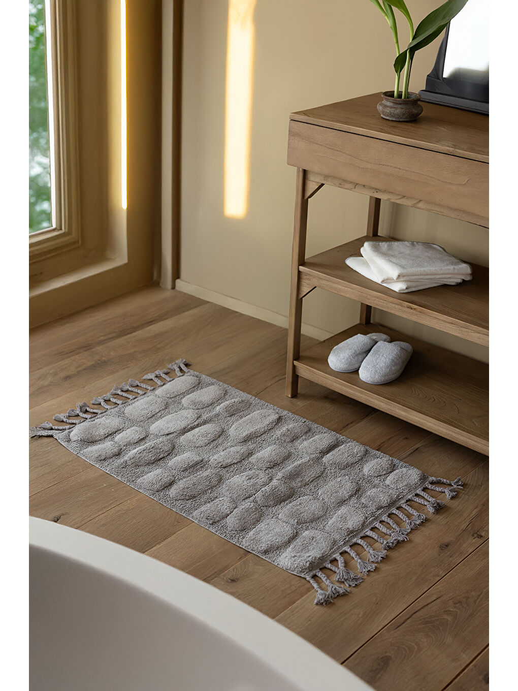 Wall Tekli Banyo Paspası %100 Pamuk 70x150 cm Gri