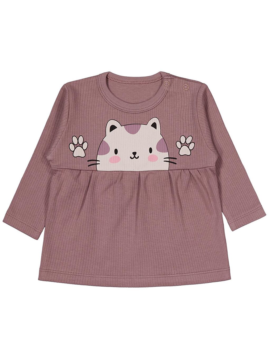 Kahverengi Baby Kedi Baskılı 6-18 Ay Takım - Kahve-1