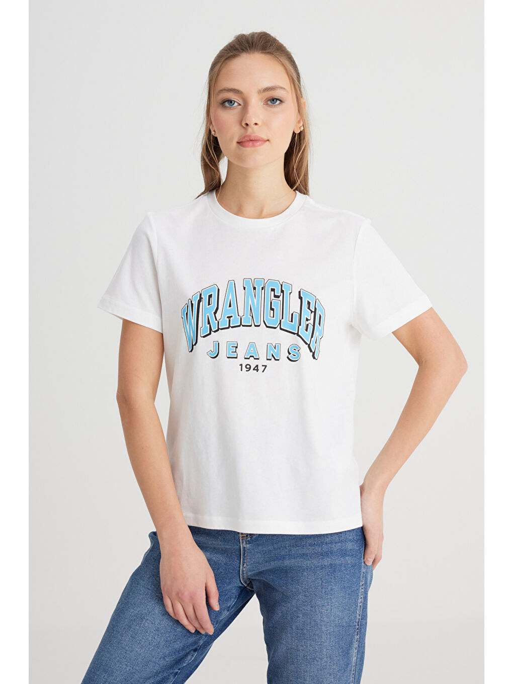 Regular Fit Normal Kesim Bisiklet Yaka %100 Pamuk Kırık Beyaz Tişört-3