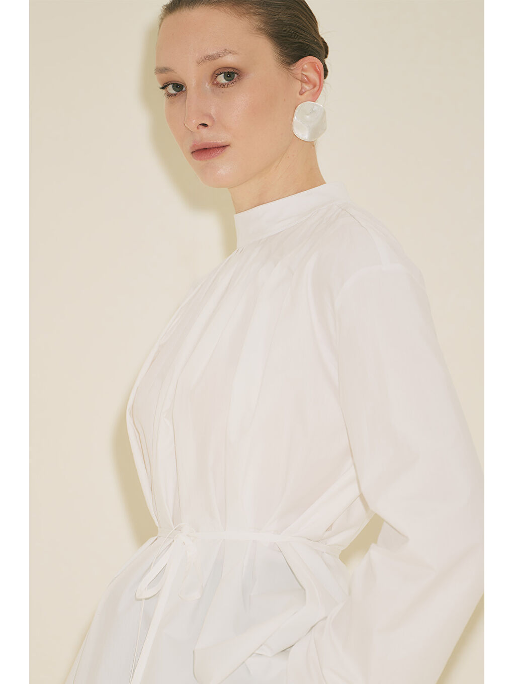 Pliseli Tunik Ekru-3