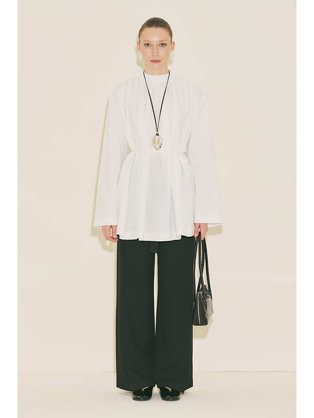 Pliseli Tunik Ekru-4