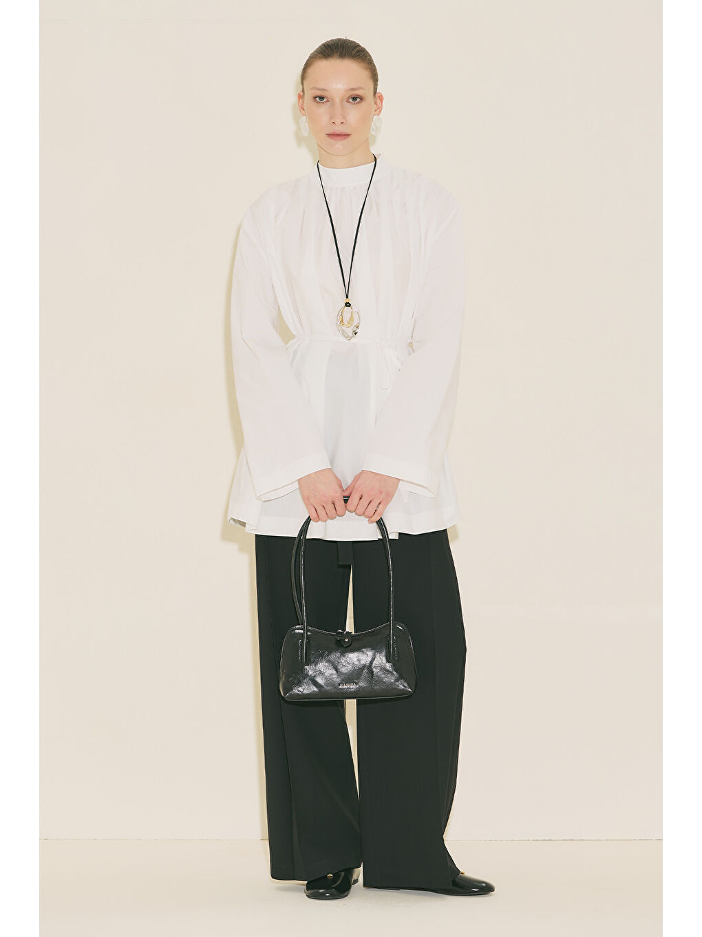 Pliseli Tunik Ekru-5