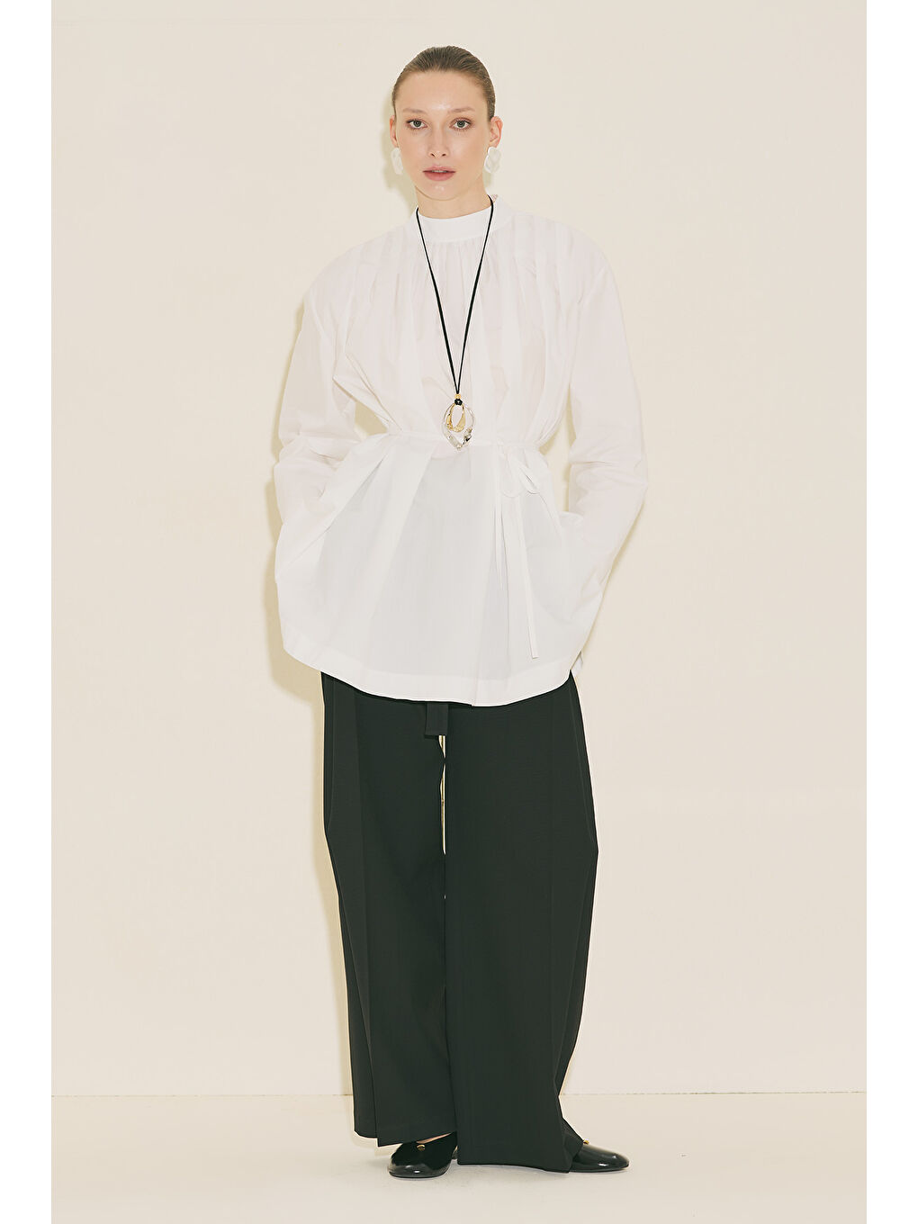 Pliseli Tunik Ekru-6