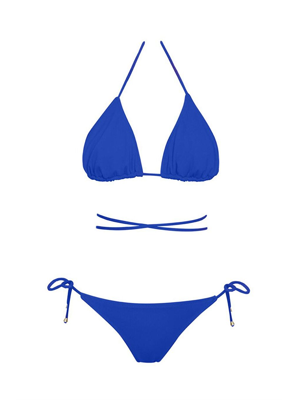 Mavi Üçgen İpli Bikini Takım