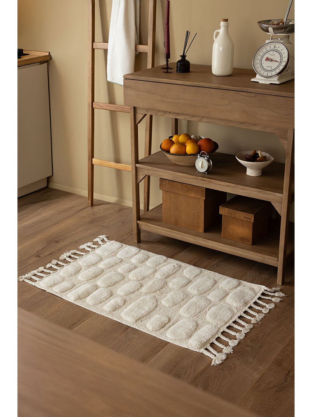 Wall Tekli Banyo Paspası %100 Pamuk 60x100 cm Ekru