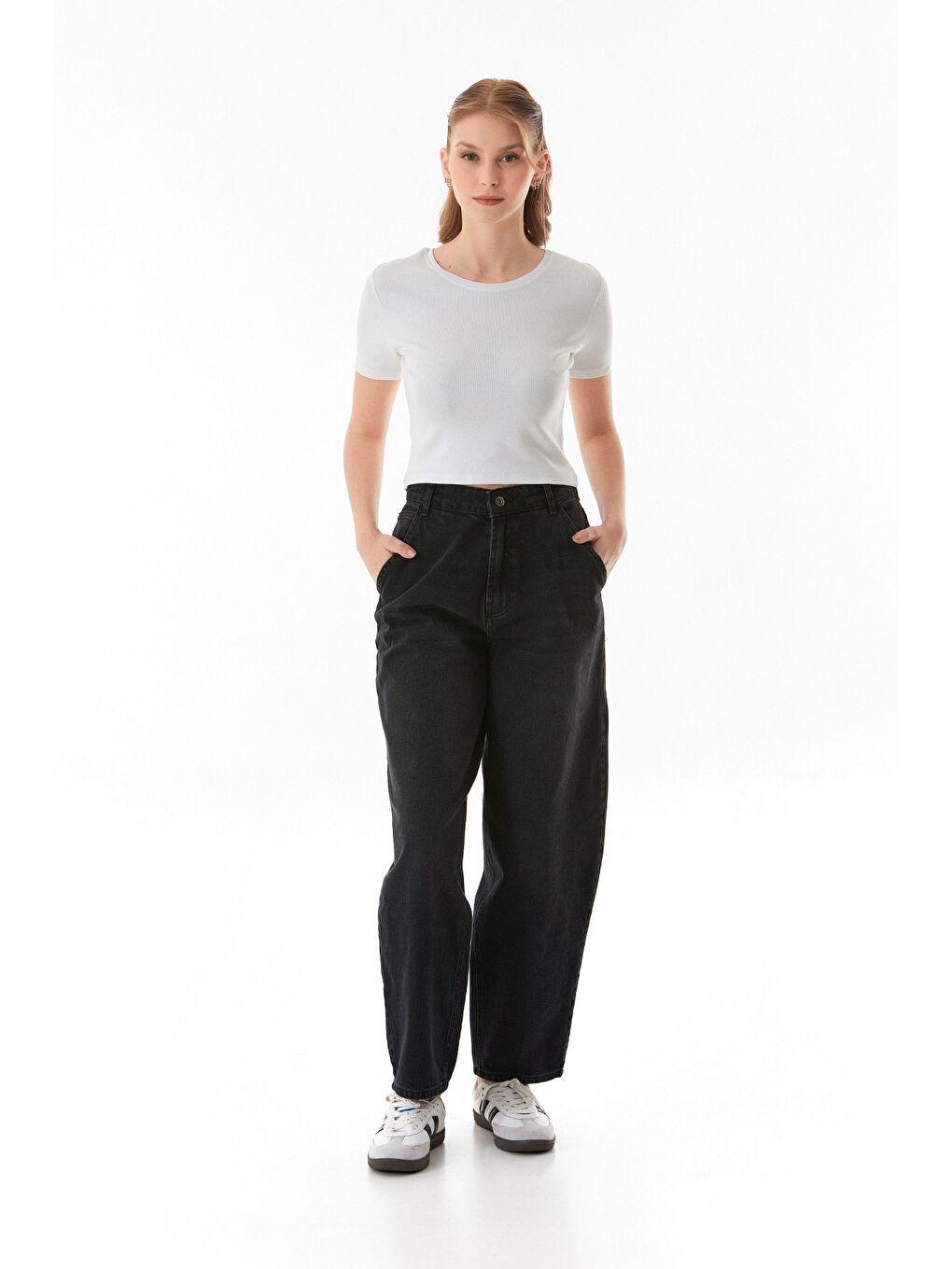 Antrasit Fermuarlı Şalvar Jean