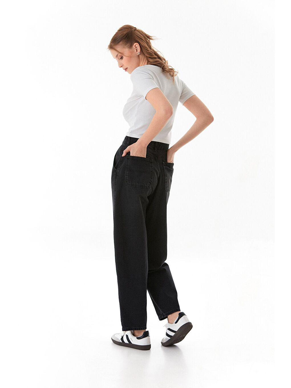 Antrasit Fermuarlı Şalvar Jean-3