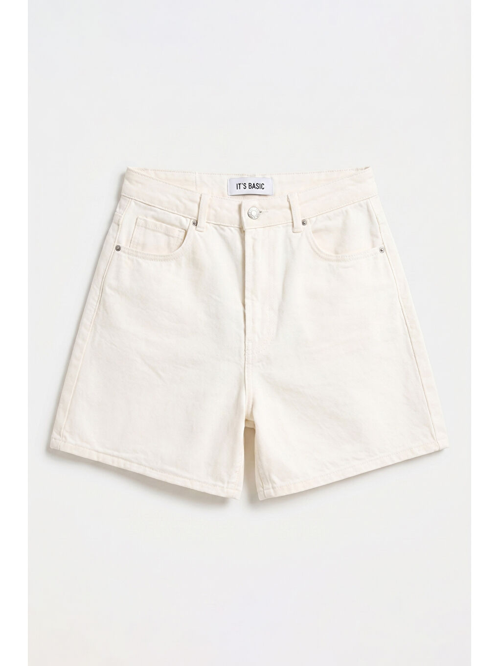 Bej Kadın Raw Diana 7s6-69 Mom Fit Midi Boy Denim Şort-2