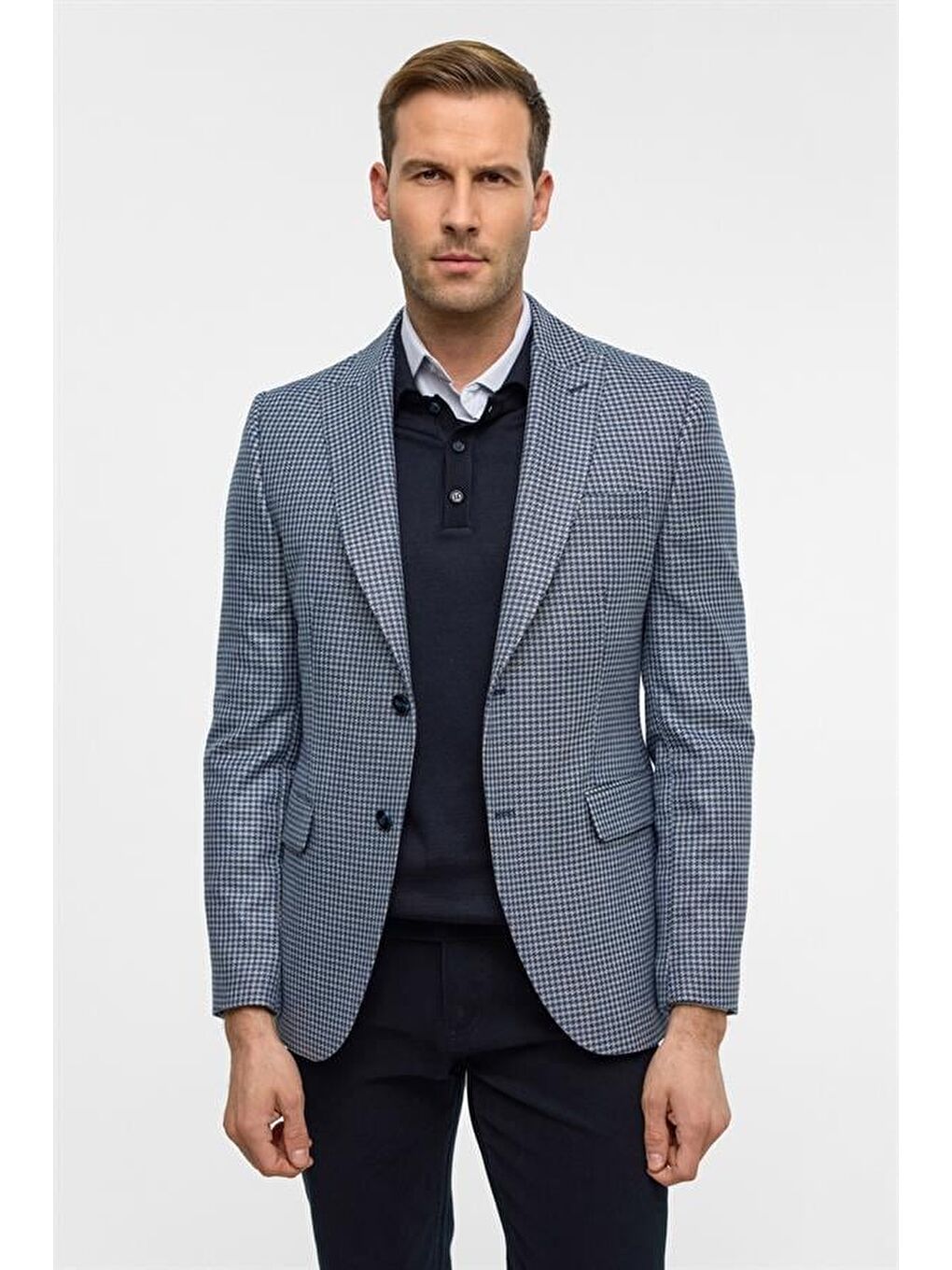 Parlament Mavi Slim Sivri Yaka 6 Drop Ceket