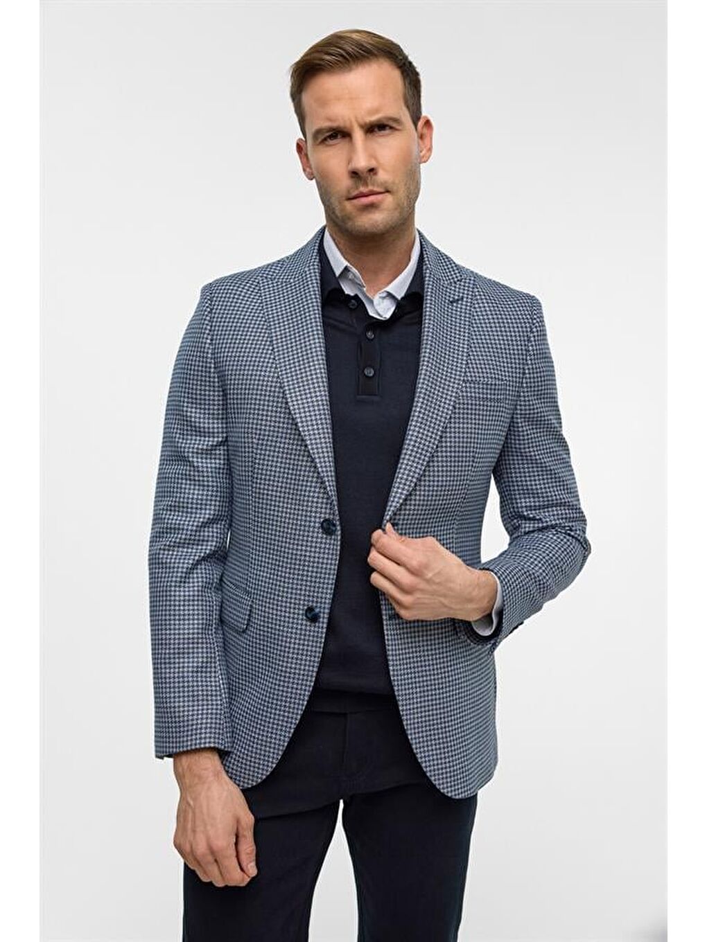 Parlament Mavi Slim Sivri Yaka 6 Drop Ceket-1