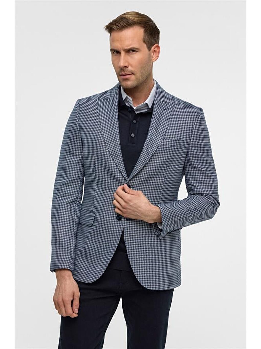 Parlament Mavi Slim Sivri Yaka 6 Drop Ceket-2