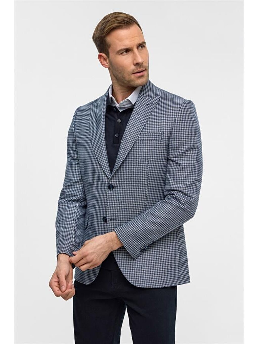 Parlament Mavi Slim Sivri Yaka 6 Drop Ceket-3