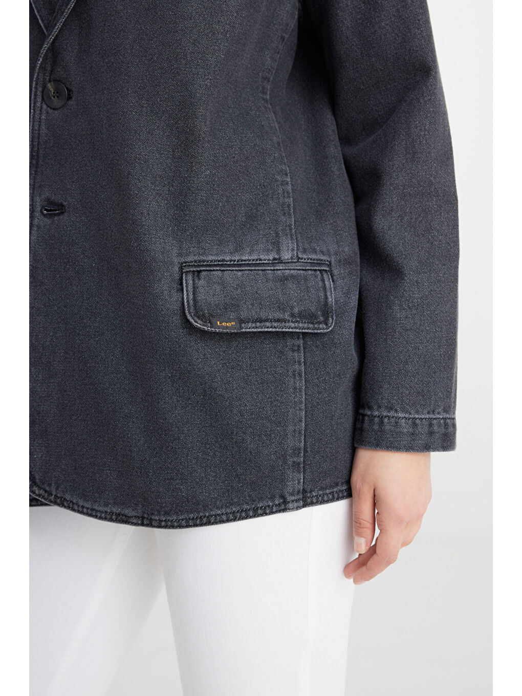 Oversize Bol Kesim %100 Pamuk Antrasit Jean Jean Ceket-4