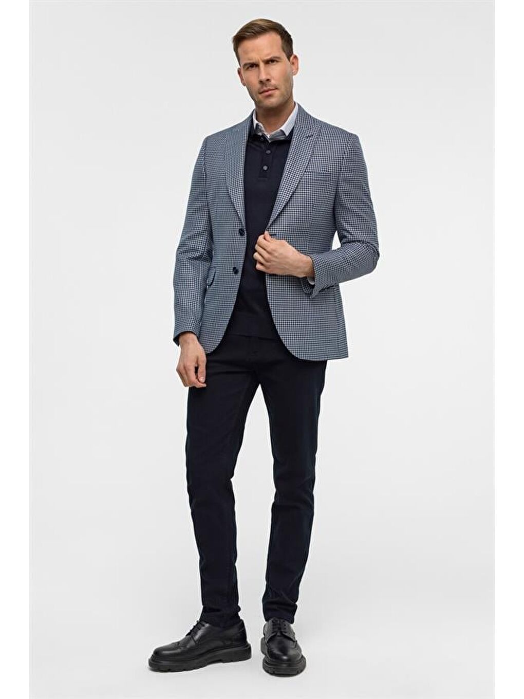 Parlament Mavi Slim Sivri Yaka 6 Drop Ceket-9