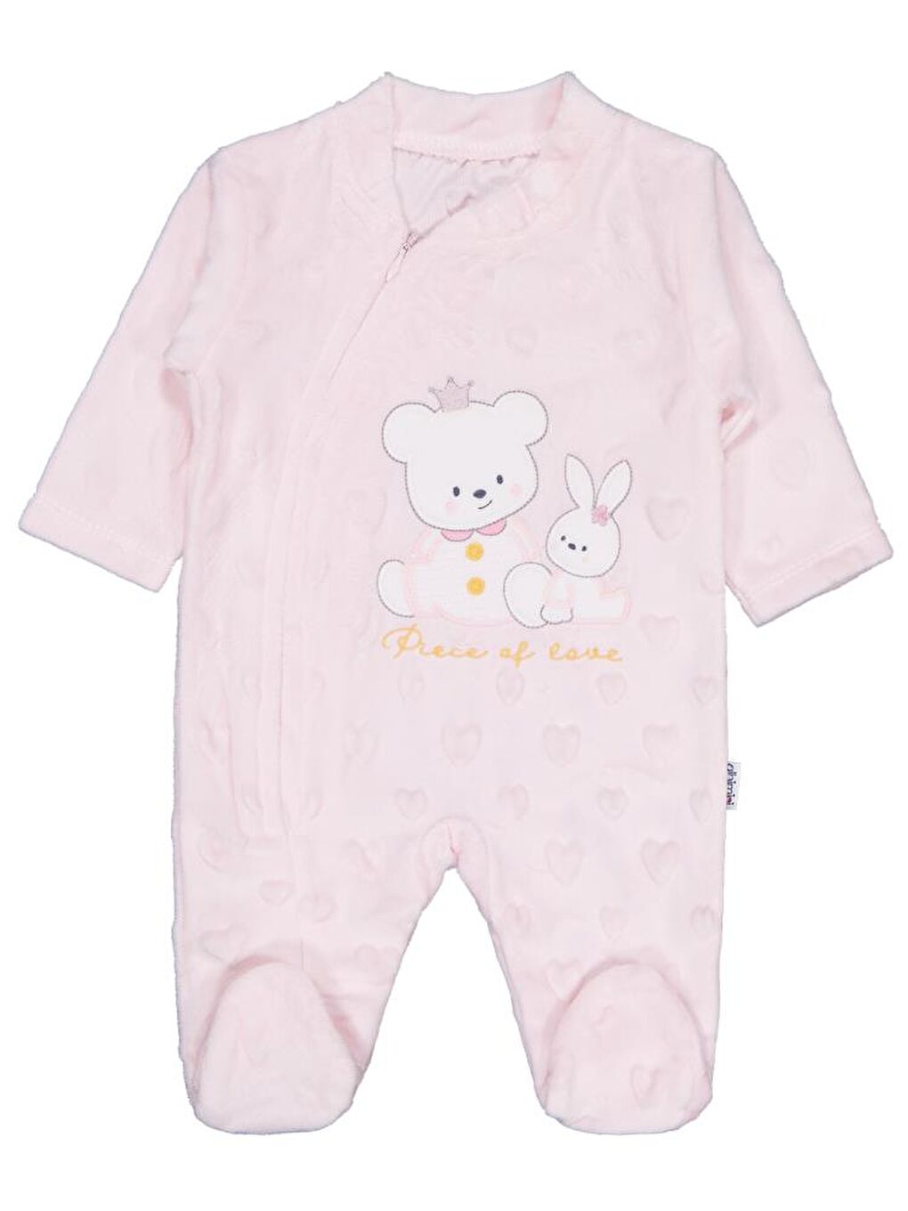 Kız Ayı Tavşan Nakış Fermuarlı 1-6 Ay Tulum - Pembe 1-3 Ay-2