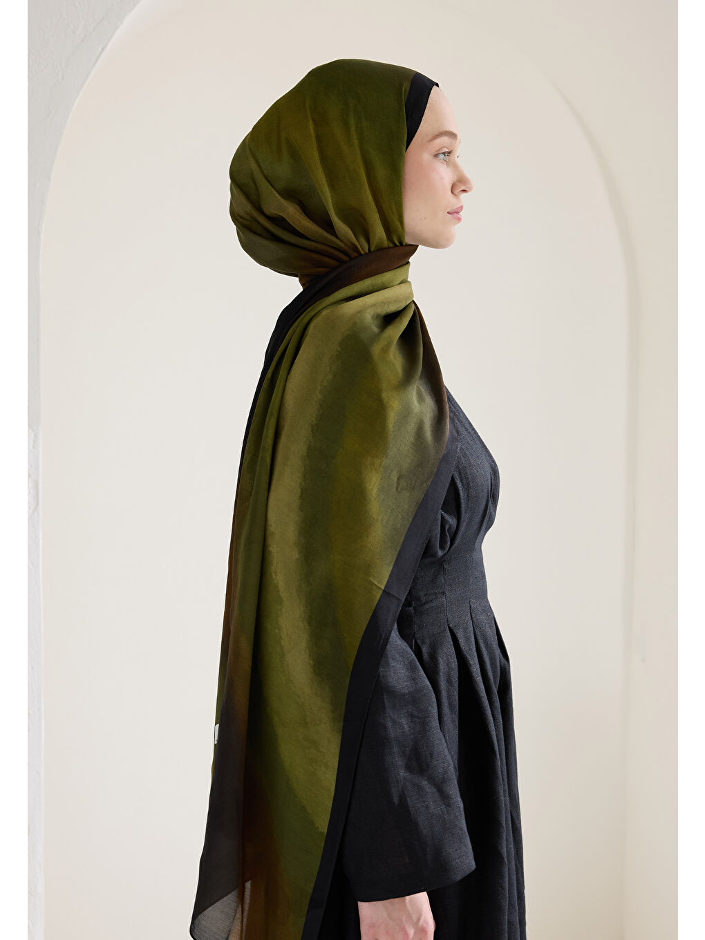 Color Brush Desen Rami Şal Haki-2