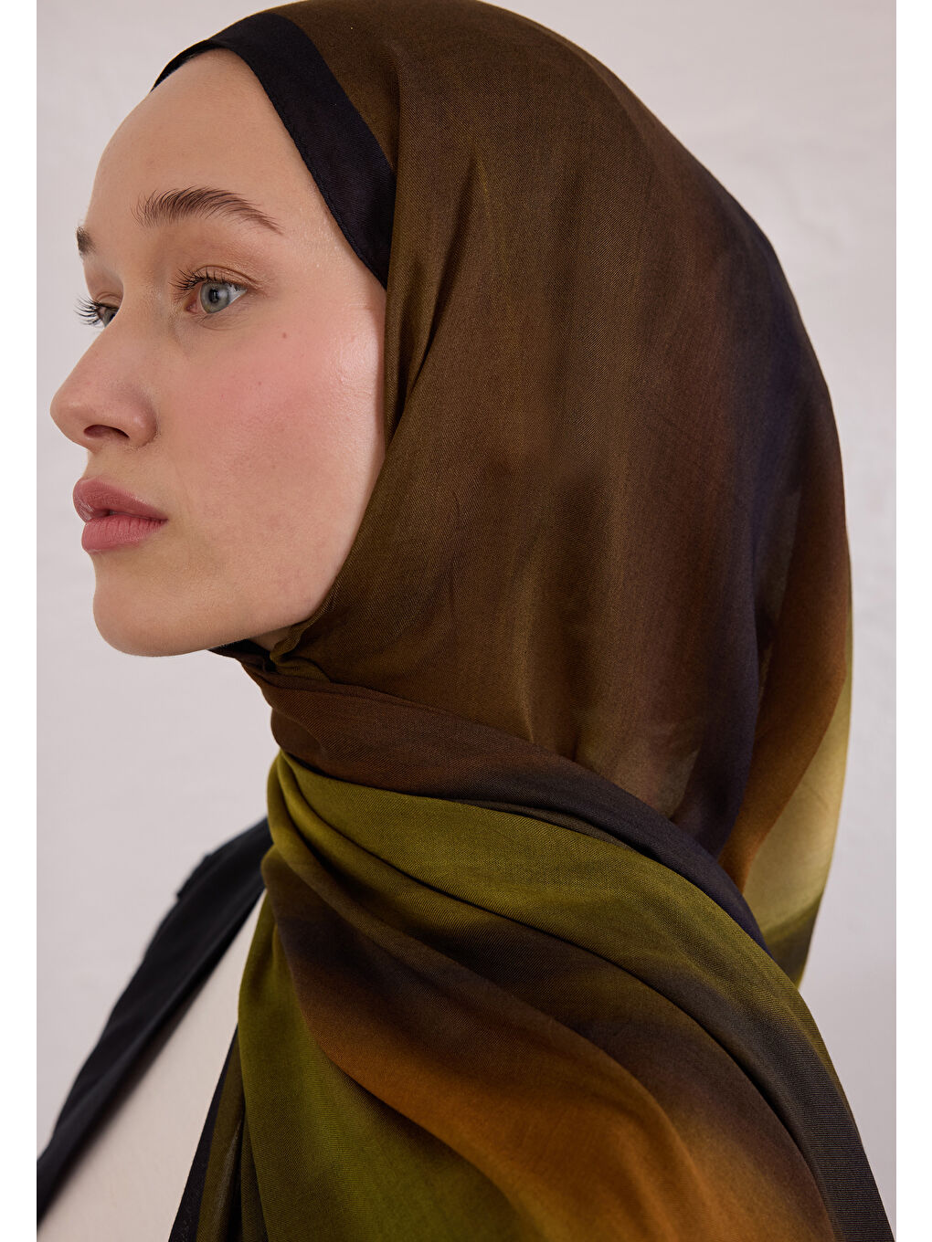 Color Brush Desen Rami Şal Haki-3