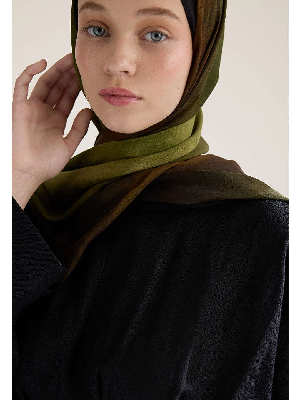 Color Brush Desen Rami Şal Haki-4