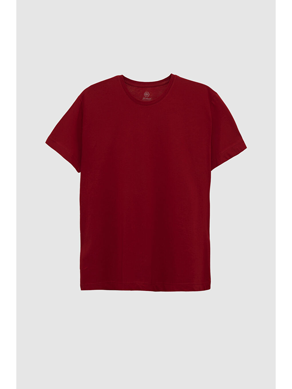 Oversize Bordo Bisiklet Yaka %100 Pamuk Tişört-4