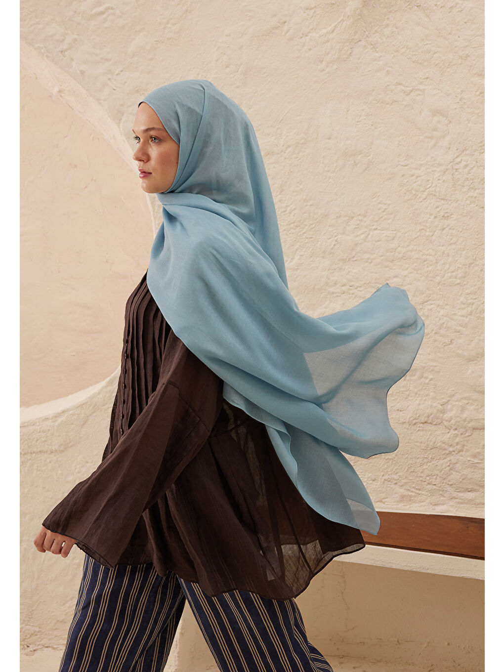 Rami Viskon Şal Açık Mavi