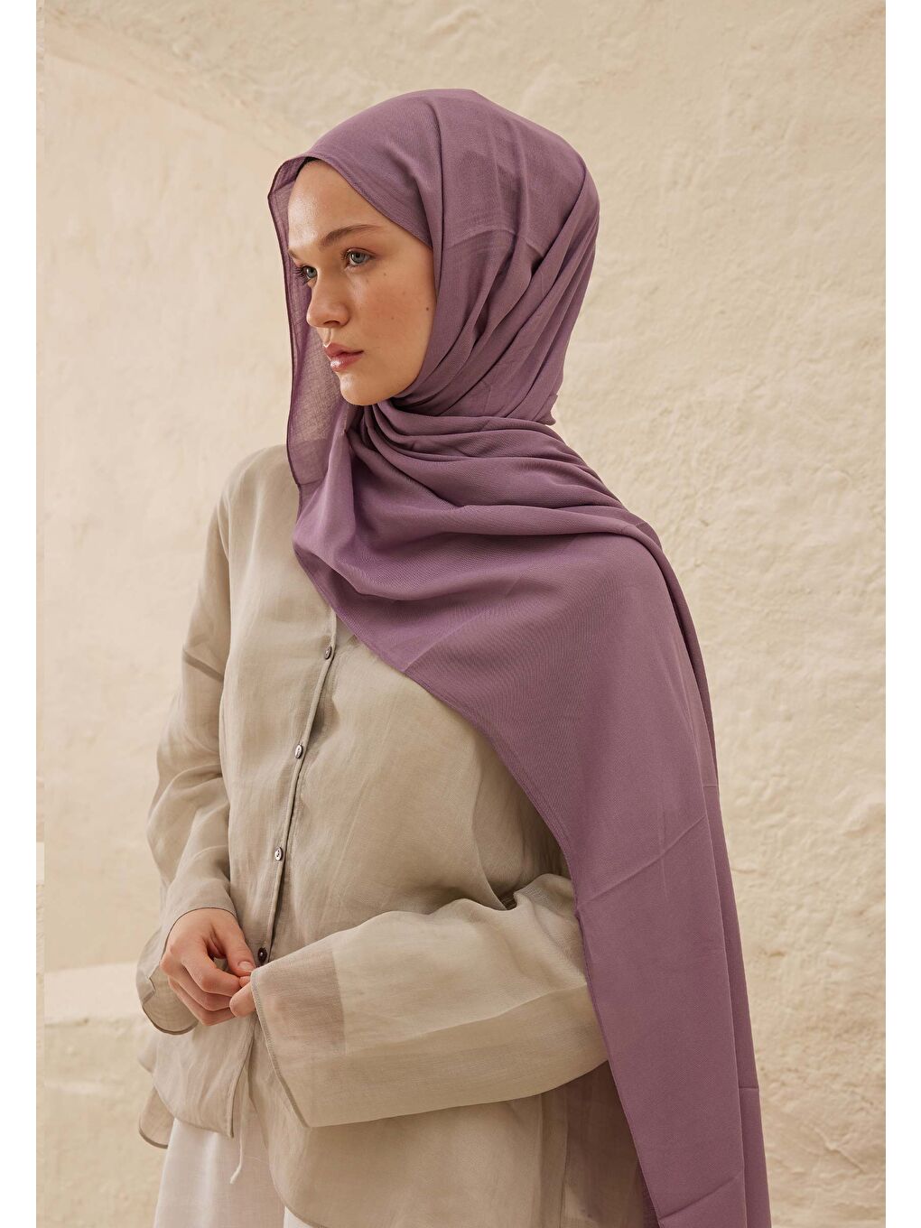 Lila Rami Viskon Şal Lavanta-1