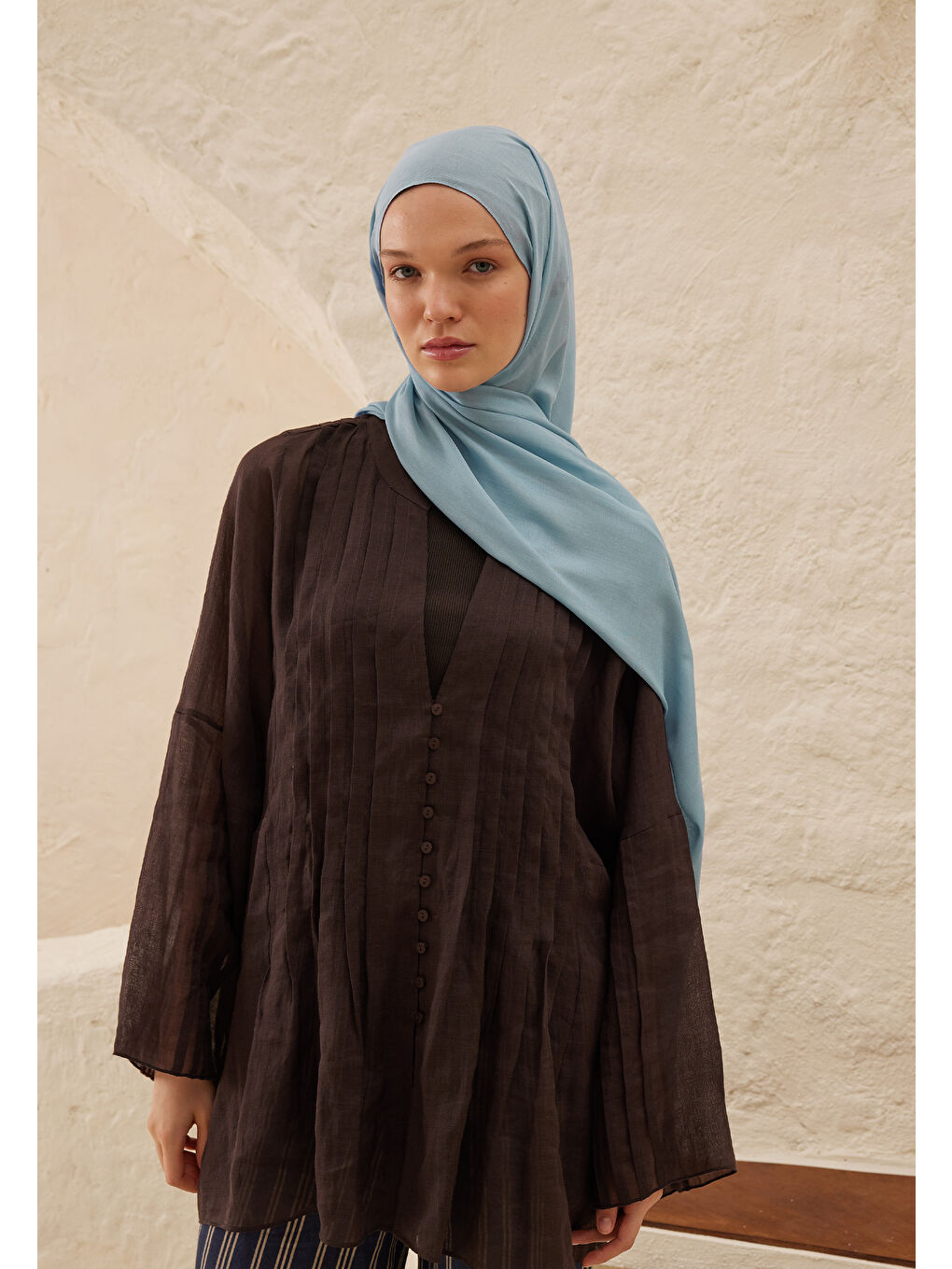 Rami Viskon Şal Açık Mavi-3