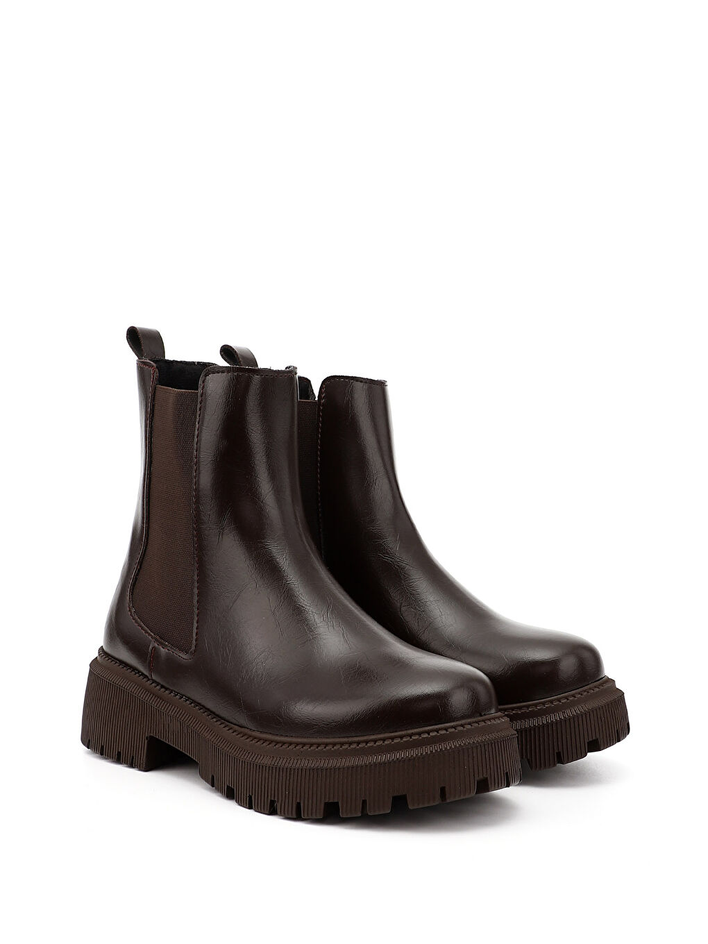 Kahverengi Kadın ÇİKOLATA KAHVE Kalın Topuklu Chelsea Bot-1