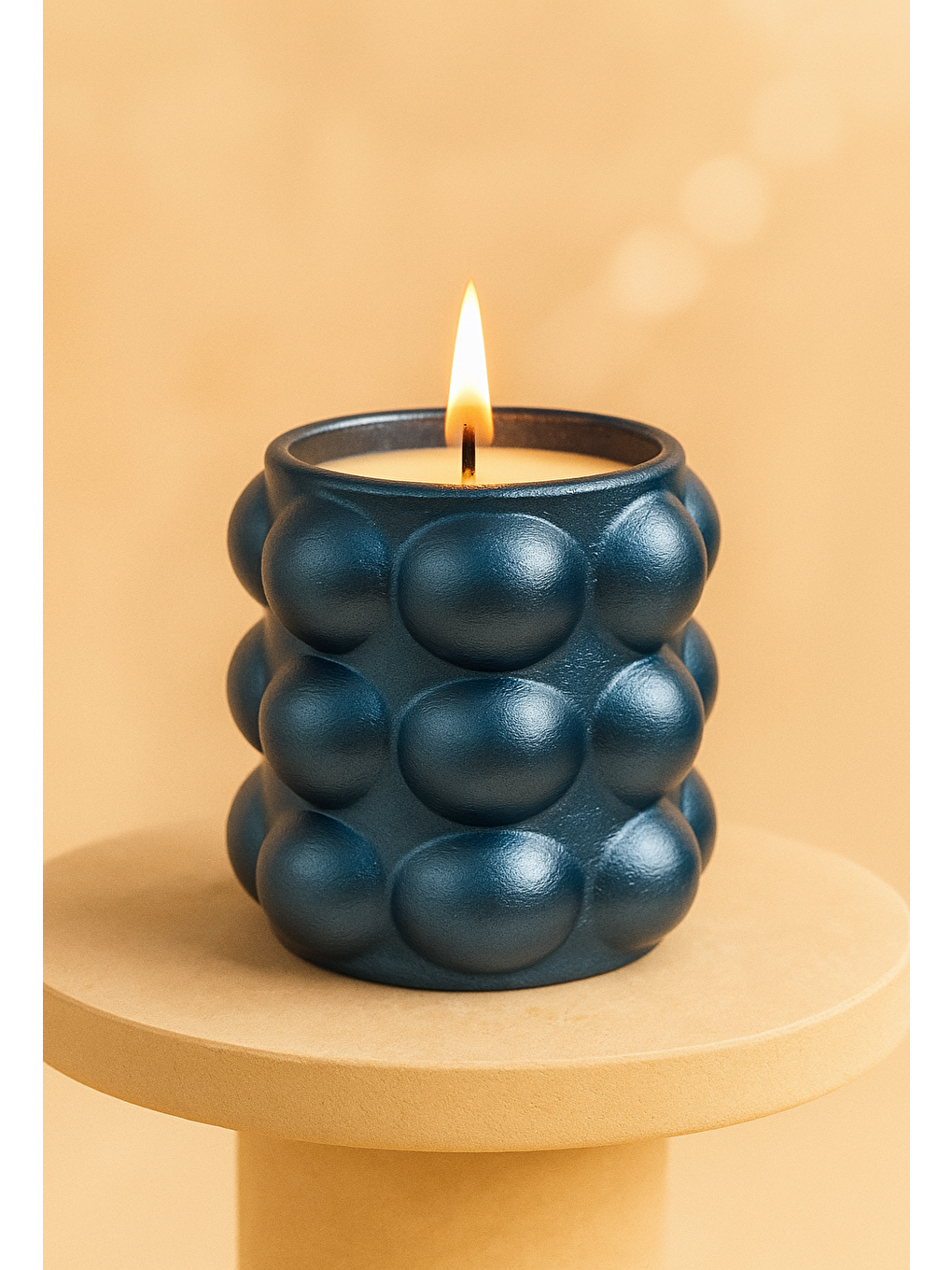 Mavi El Yapımı Dekoratif Beton Mum