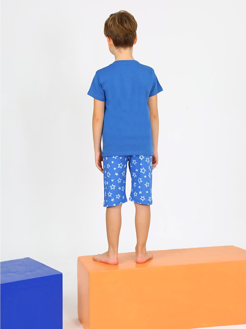 Erkek Çocuk Kısa Kollu Kapri %100 Pamuklu Rock Star Pijama Takımı İndigo-2