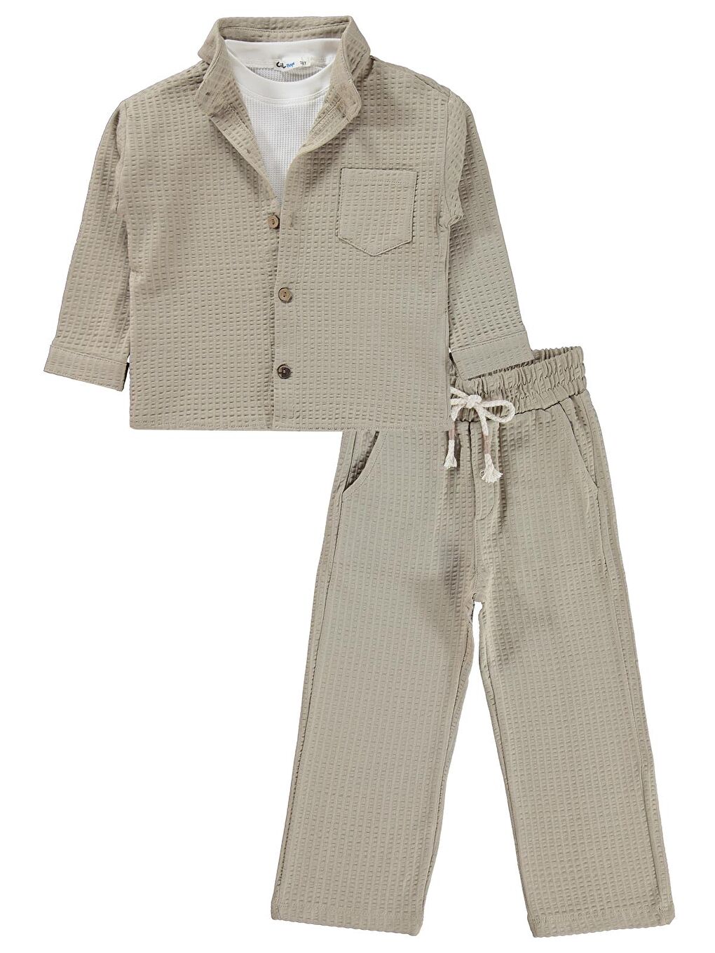 Boys Gömlekli 3 lü Takım 2-5 Yaş Takım - Bej-3