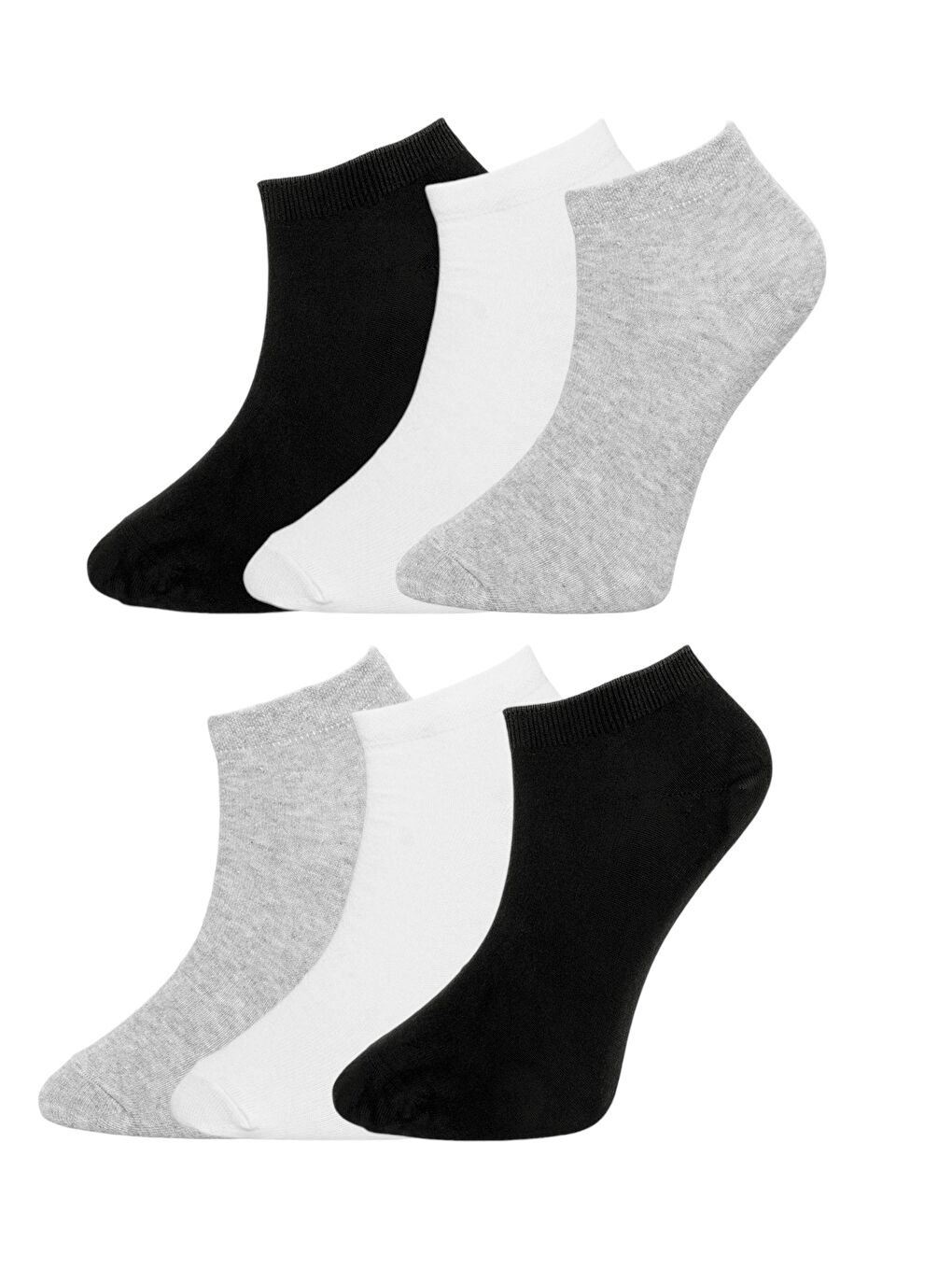 Gri 6'lı Erkek Karışık Renk Pamuklu Kaliteli Patik Çorap