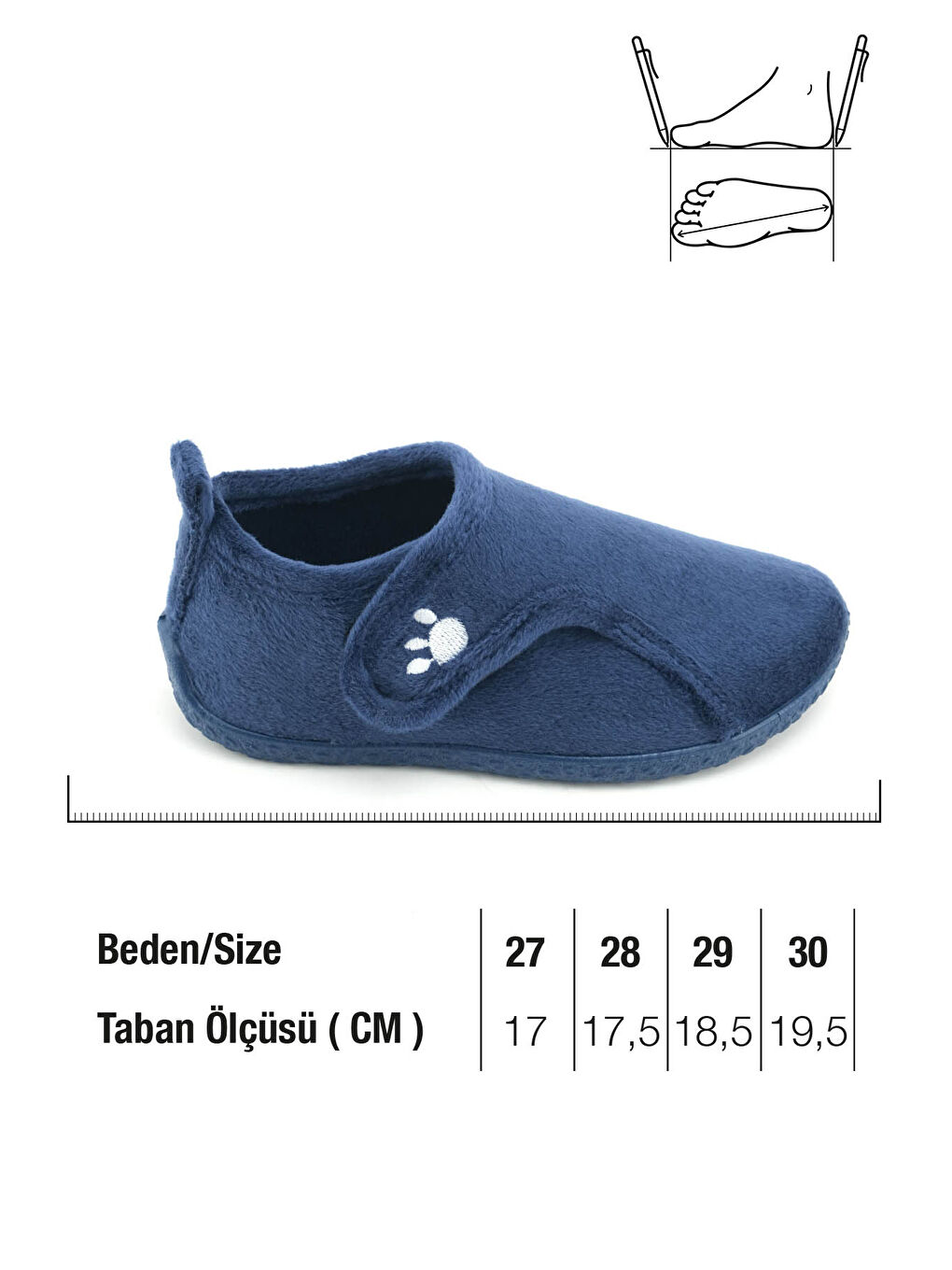 Lacivert Kışlık Erkek Çocuk Rahat Taban Cırt Cırtlı Ayarlanabilir Ev Okul Kreş Panduf Ayakkabı-1