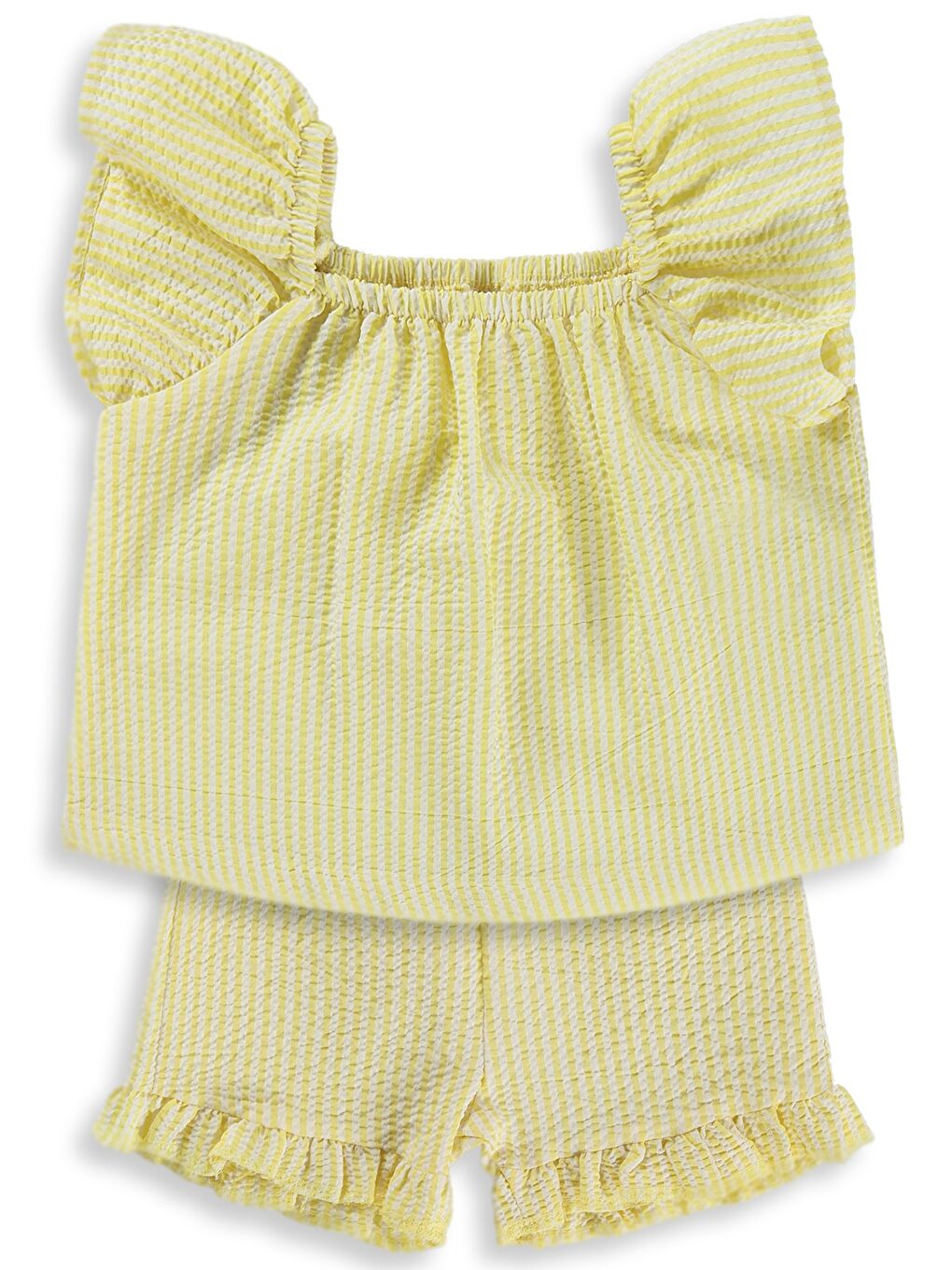 Baby Çizgi Empirmeli Fırfır 6-18 Ay Takım - Sarı