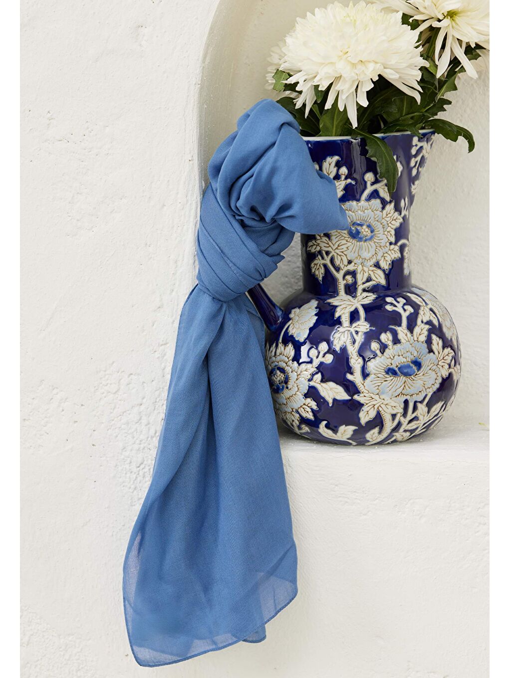 Rami Viskon Şal Gök Mavi-4