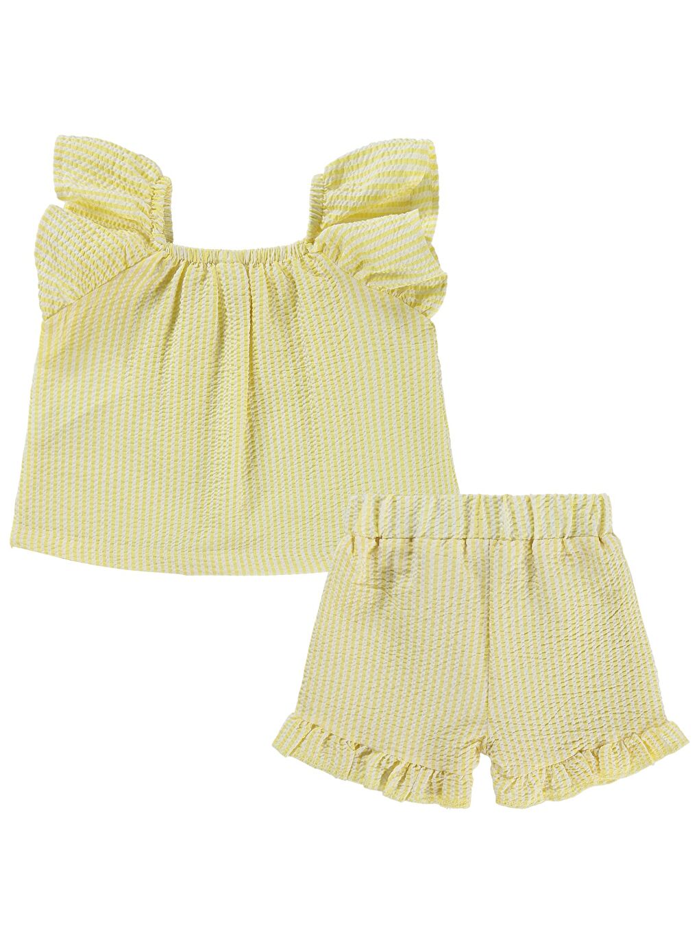 Baby Çizgi Empirmeli Fırfır 6-18 Ay Takım - Sarı-2