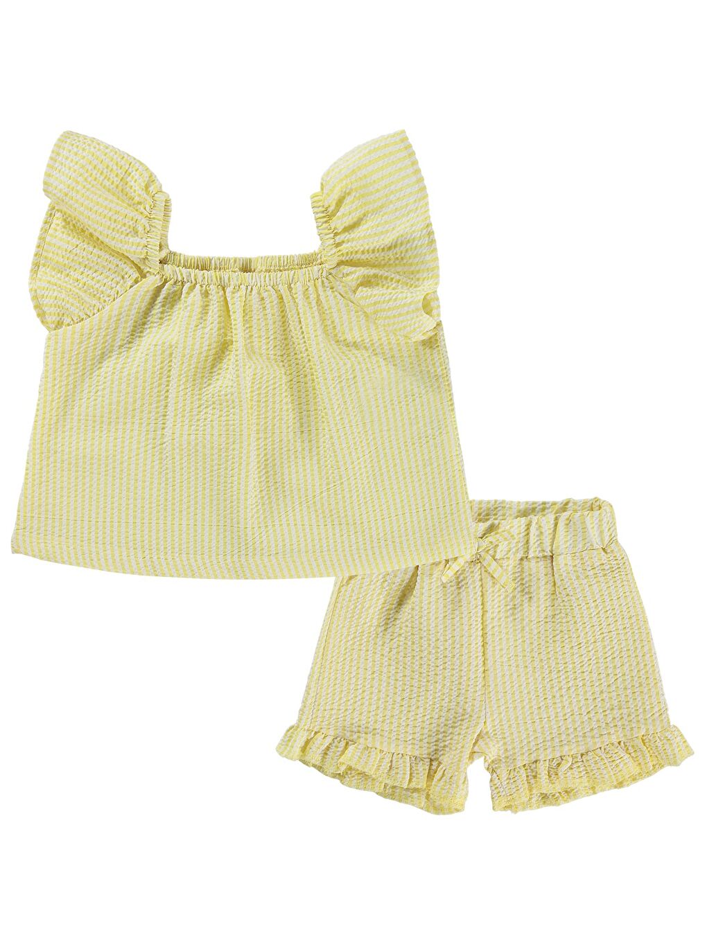 Baby Çizgi Empirmeli Fırfır 6-18 Ay Takım - Sarı-3