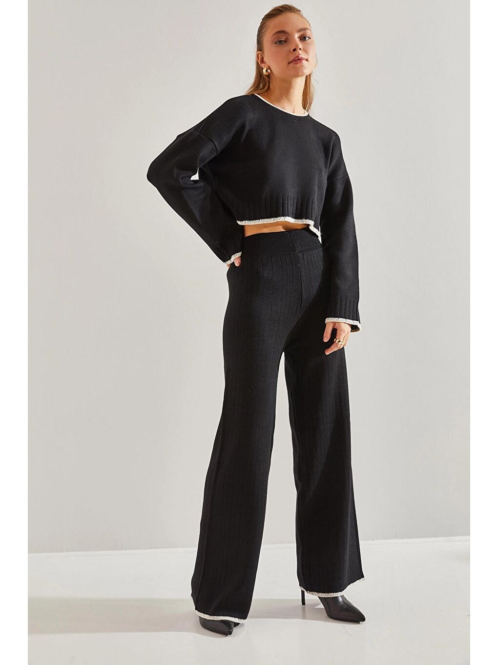 Siyah Kadın Triko Alt Üst Takım