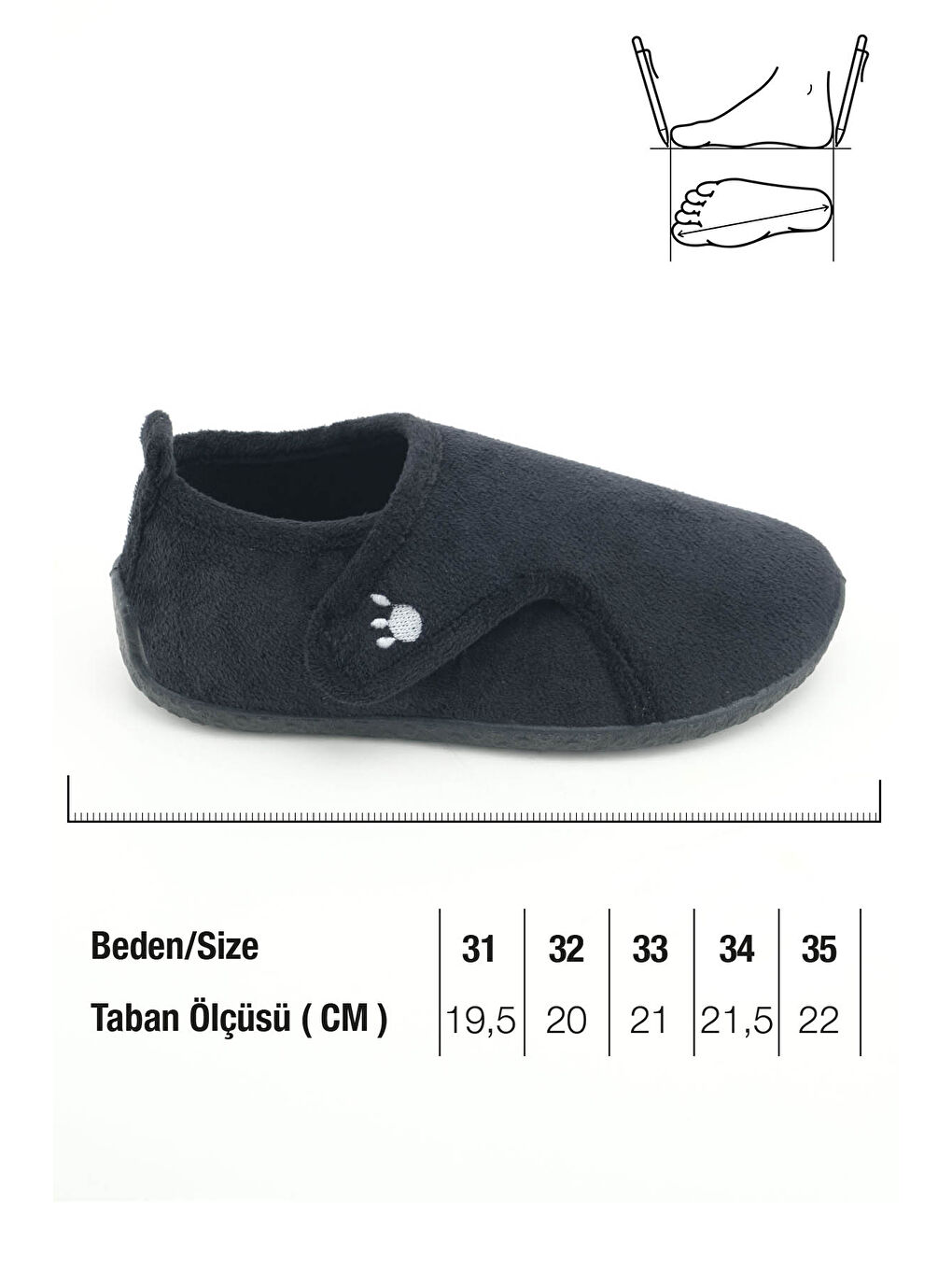 Siyah Kışlık Kız Çocuk Rahat Taban Cırt Cırtlı Ayarlanabilir Ev Okul Kreş Panduf Ayakkabı-1