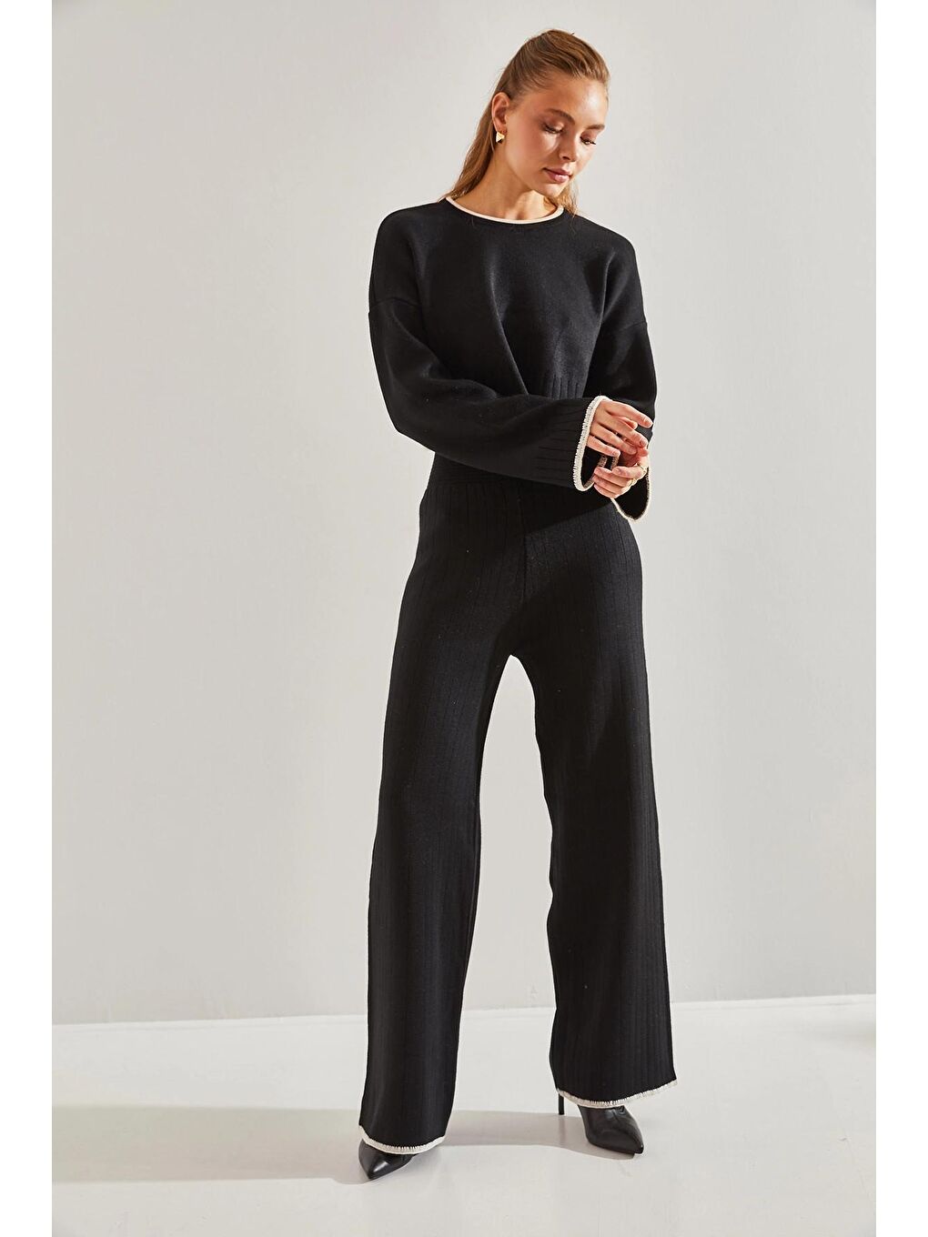 Siyah Kadın Triko Alt Üst Takım-1