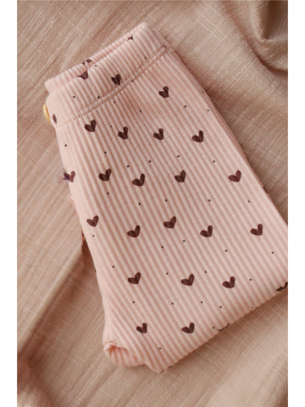Pembe Kalp Baskılı Kız Bebek Kaşkorse Tayt-2