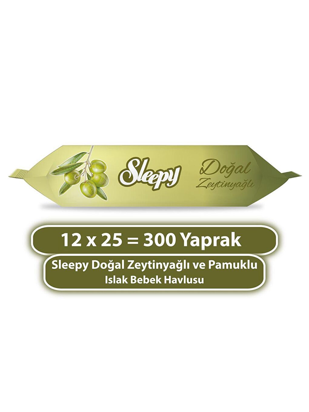 Sleepy Beyaz Doğal Zeytinyağlı ve Pamuklu Islak Bebek Havlusu 12x25 (300 Yaprak)