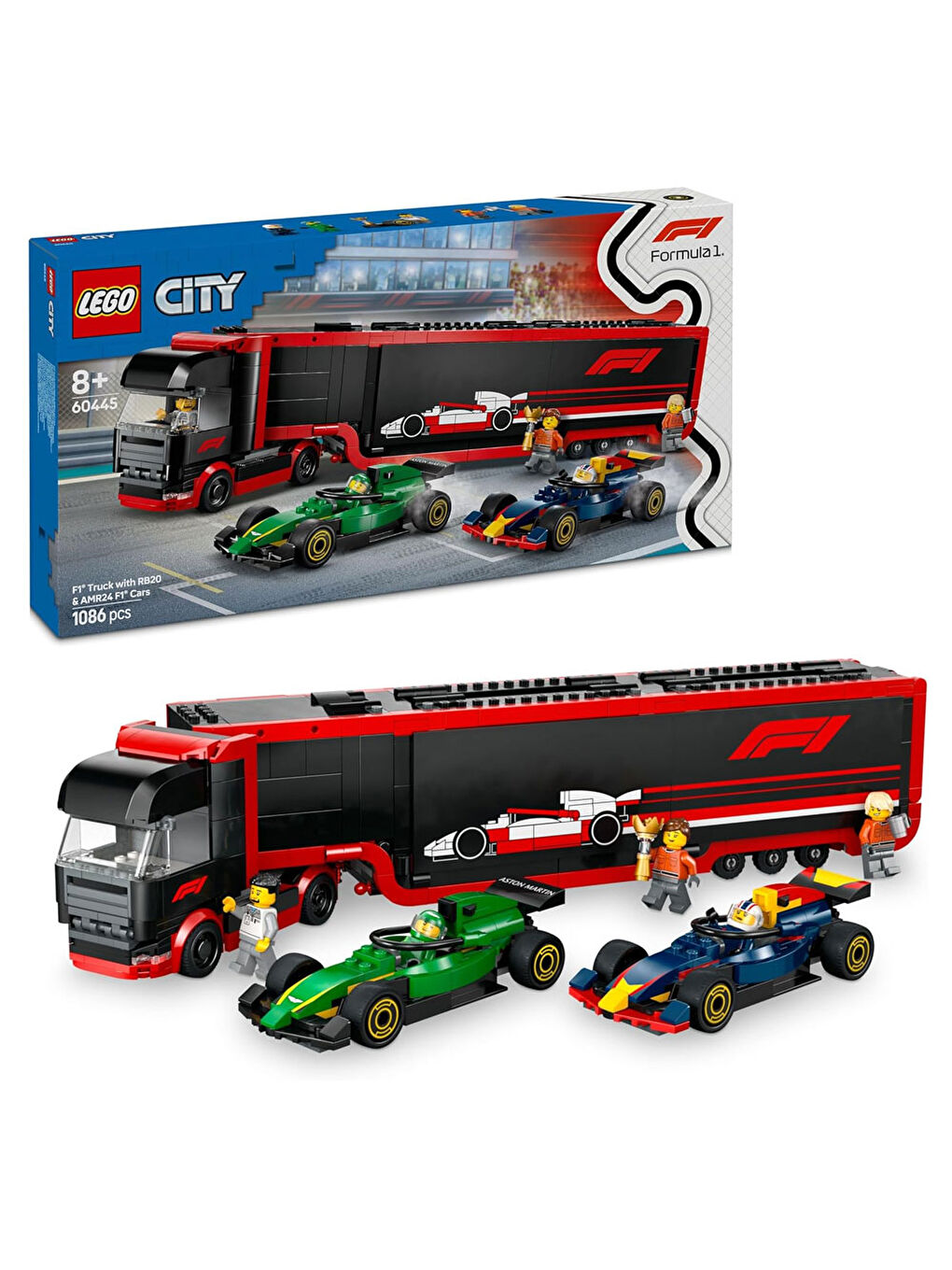 Lego City RB20 ve AMR24 F1 Arabalı F1 Kamyonu 60445