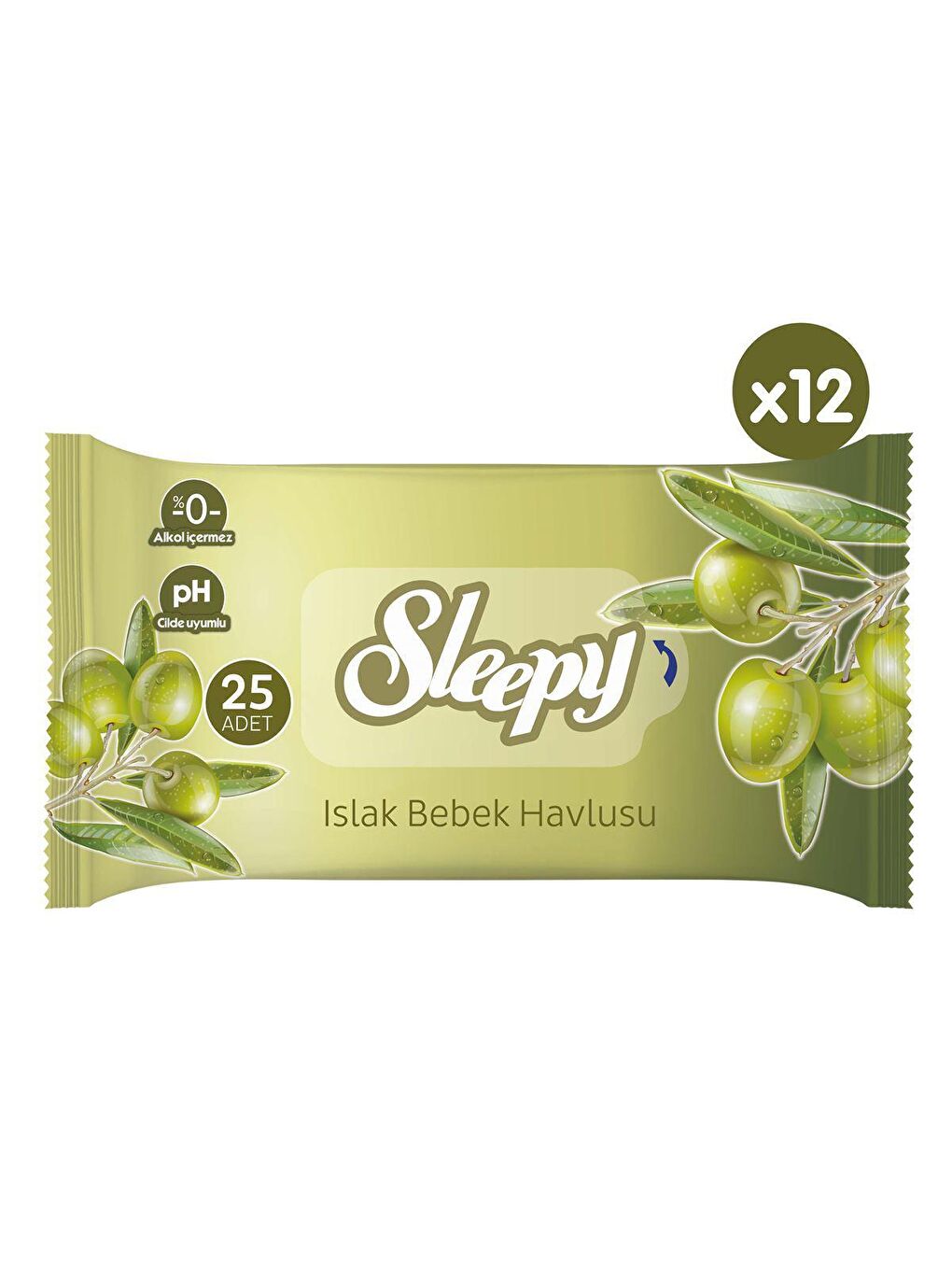 Sleepy Beyaz Doğal Zeytinyağlı ve Pamuklu Islak Bebek Havlusu 12x25 (300 Yaprak) - 1