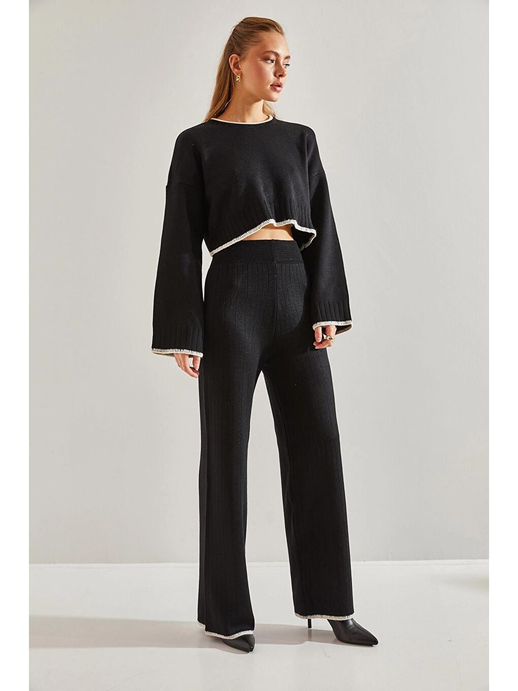 Siyah Kadın Triko Alt Üst Takım-3