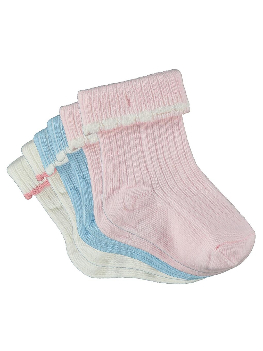 Beyaz Baby Beautiful Kıvrık 3'lü 6- Bebek Kız Çorap Set - Standart-4