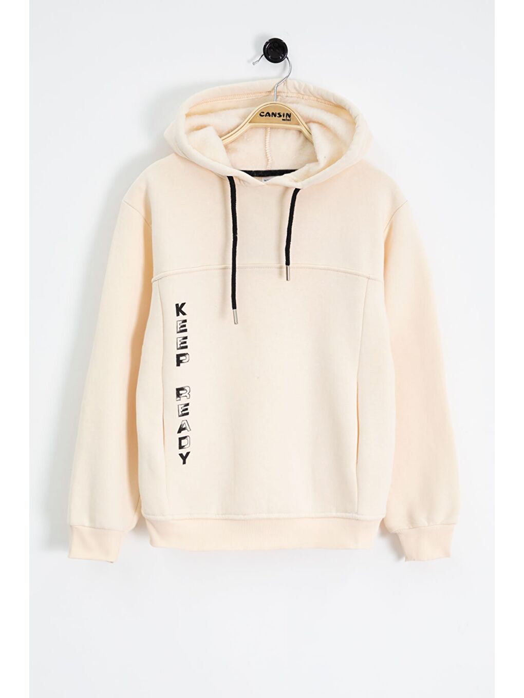 Ekru Krem Keep Ready Polarlı Erkek Çocuk Kapüşonlu Sweatshirt 22718