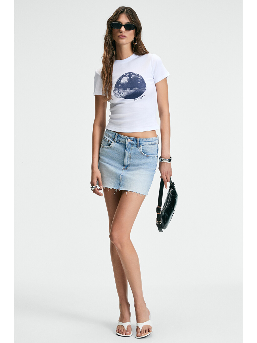 Athea Kadın Bisiklet Yaka Kısa Kollu Önü Baskılı Slim Beyaz T-shirt-4