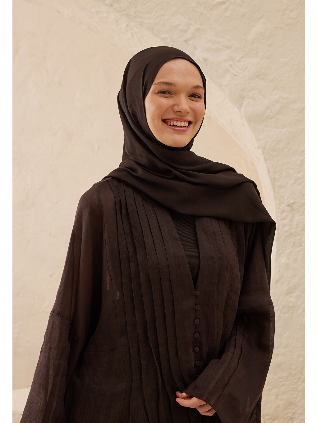 Kahverengi Rami Viskon Şal Bitter-1